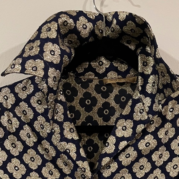 Rare Nelly De Grab Metallic Stylized Blouse with Rhinestone Buttons - Picture 3 of 5